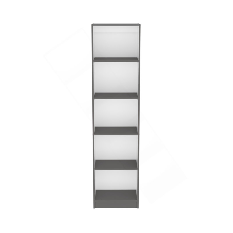Bibliothèque Home Xs avec tablettes à 5 niveaux et design mince - gris mat / blanc - bureau, Gris mat / blanc