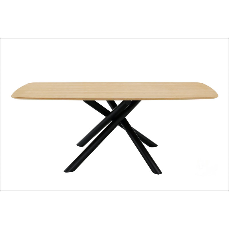 Table de salle à manger à finition naturelle et noire