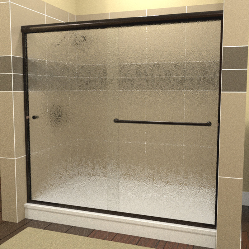 Leser - W x 70.375'' H Bypass Door Semi-Frameless Shower Door with, Left Opening, Matte Black, Rain