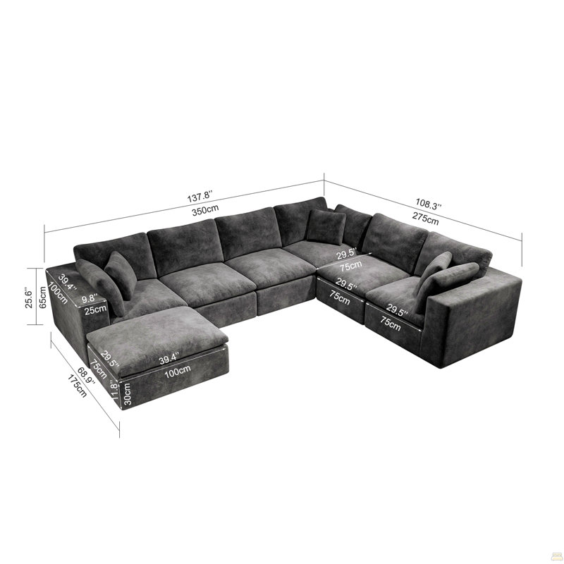 137.8*108.3"Modular Sectional Sofa Seat,Upholstered Compressed Couch