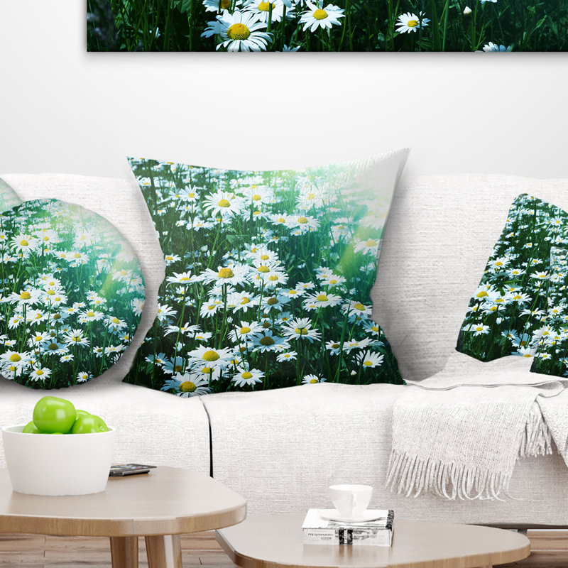 Coussin décoratif floral ensoleillé avec jolies fleurs, 18 po x 18 po, Coussin décoratif