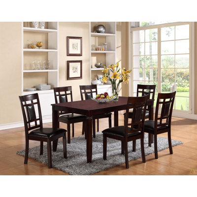 Ensemble de 7 pièces de coin-repas brun 7 pièces Table de salle à manger en bois