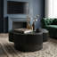 Table basse 31,5 pouces moderne en forme de fleur avec rangement, placage de bois, noir-1220986021