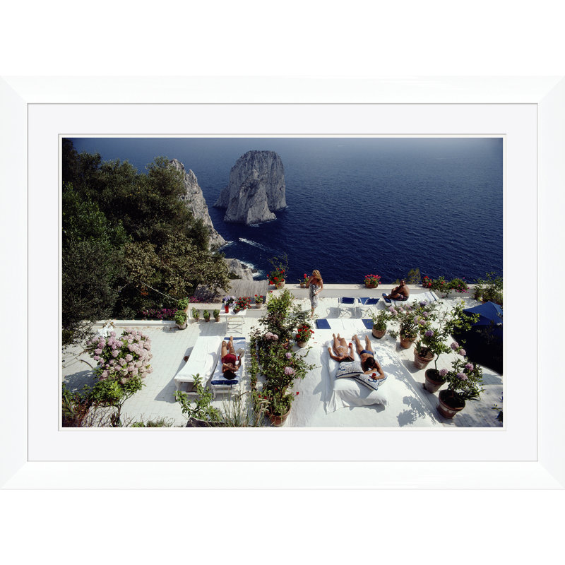 Il Canille Print by Slim Aarons, White Single Picture Framed, 30" H x 41" W x 1.5" D