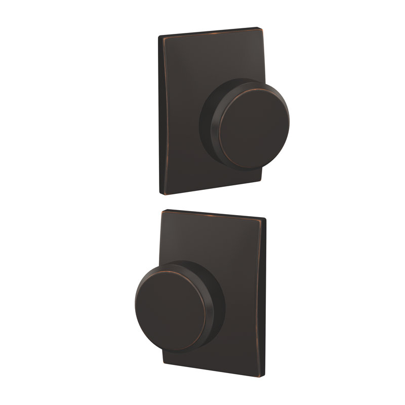 Bowery Non-Turning Knob with Century Trim, Aged Bronze, 3.86" H x 2.74" W x 2.21" D