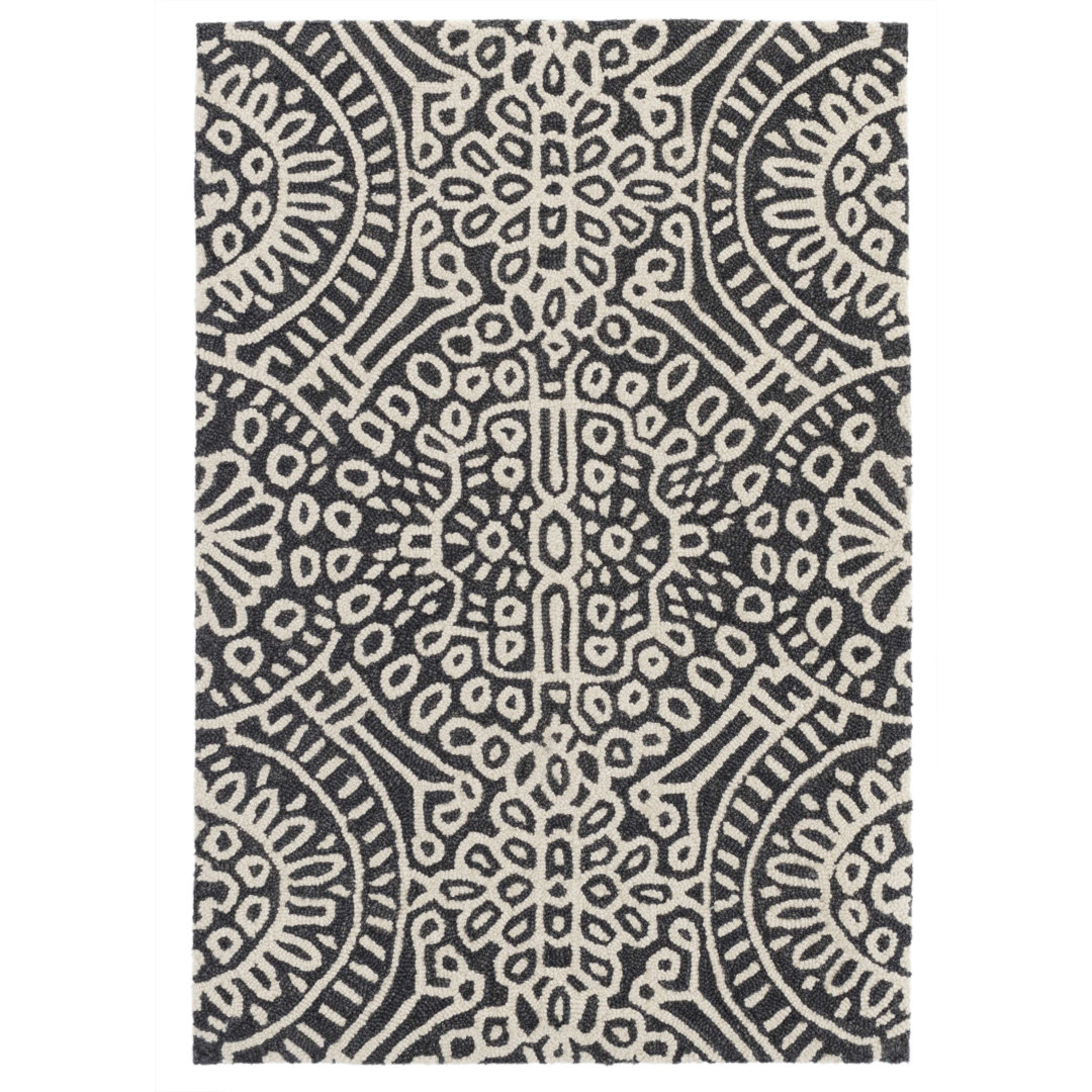 Temple Charcoal Hand Micro Hooked Wool Rug Dash and Albert Rugs Rug 