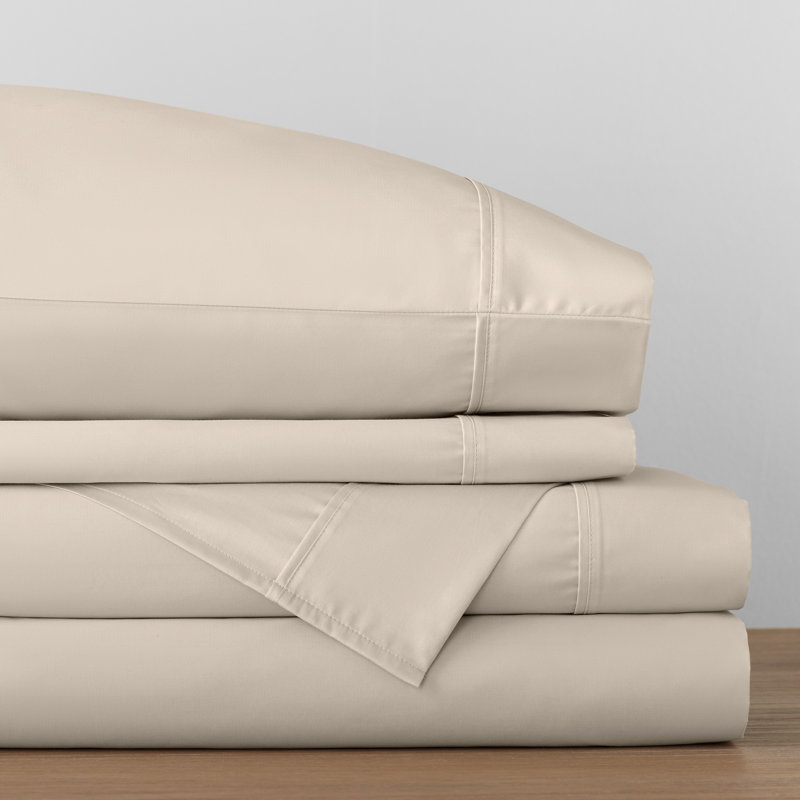 Ensemble de draps en satin de coton Danfield, Ensemble de draps pour grand lit + un drap-housse , Ivoire