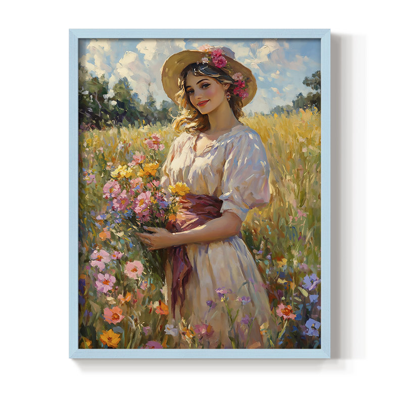 Reproduction encadrée WOMEN Series CCXC - bois massif, H 11 po x l 9 po, Bleu