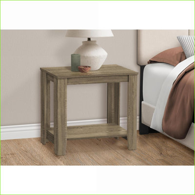Table basse rectangulaire en stratifié brun pour le salon et la chambre à coucher, conception robuste à deux niveaux, finition d'aspect bois