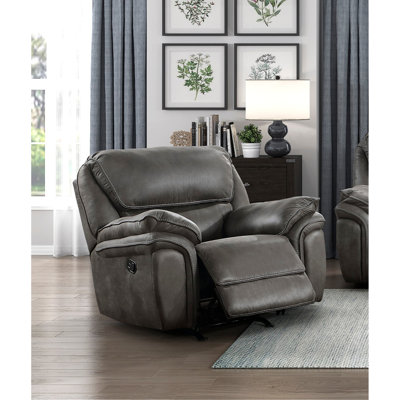 Plush Modern Living Room Sofa Set 3Pc Reclining Sofa Loveseat Rocker Reclining Chair Gray Microfiber Upholstery Solid Wood Frame Furniture