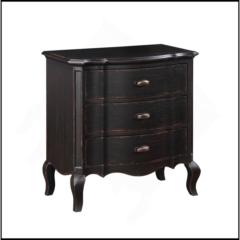 Table de chevet au fini noir antique
