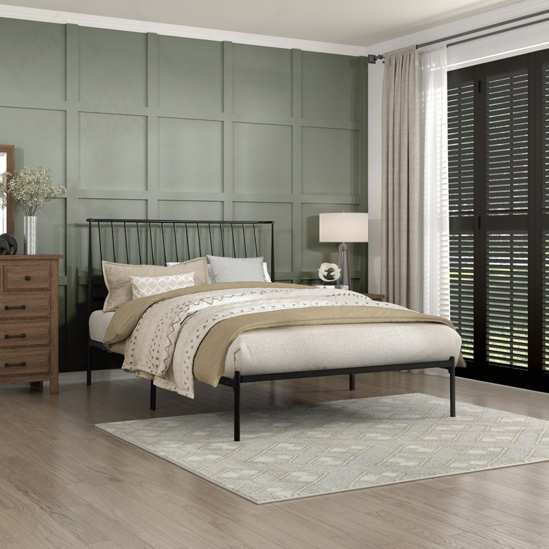 Aynsley Metal Platform Bed, Black, King