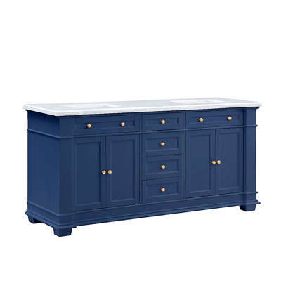 Meuble-lavabo double 72 po avec plateau en marbre Rea de Rea