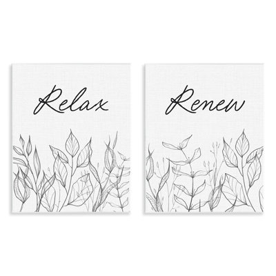 Ensemble de 2 plaques murales Relax and Renew Leaf Outline, par Lettred and Lined