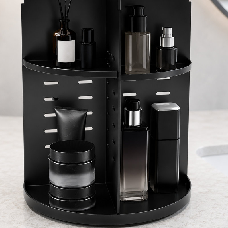 360 Rotating Cologne Organizer, 3 Tier Perfume Stand with Adjustable Compartments