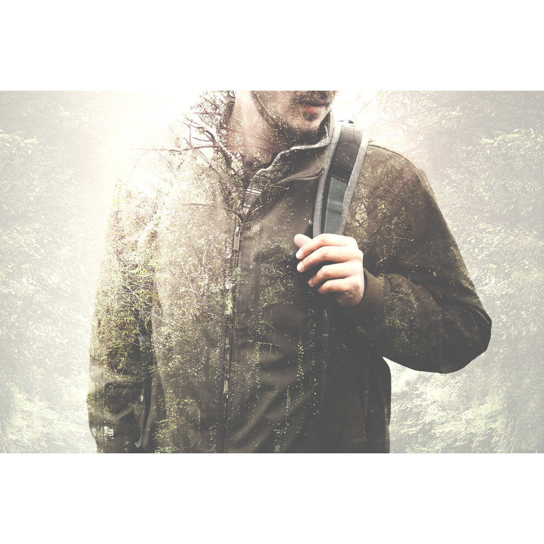 Hiker in Forest by Francescoch - Wrapped Canvas Graphic Art