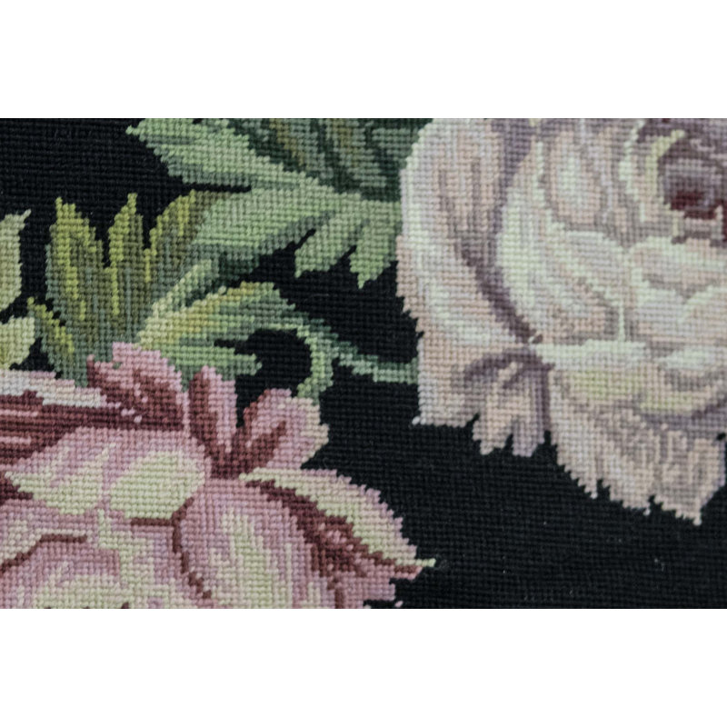 Tapis noir et gris clair de haute qualité noué à la main