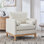 Fauteuil d'appoint de 35,4 po de style campagne moderne avec pattes, fauteuil de lecture à base de bois et canapé avec deux traversins pour les bureaux et les salons.