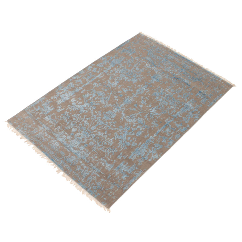 Tapis gris noué à la main Massie