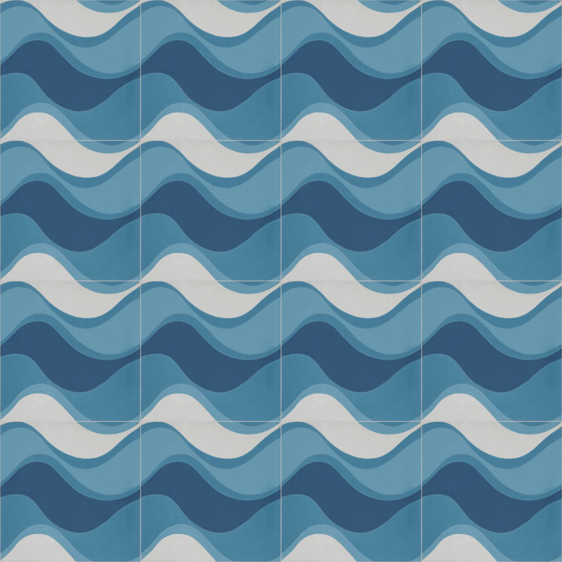  Capri by Trina Turk 8" Cement Patterned/Concrete Look Wall & Floor Tile, Ocean