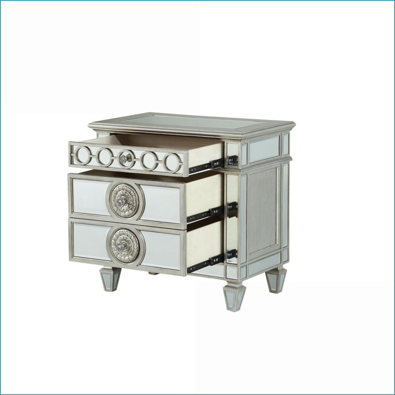 Table de chevet glamour à 2 tiroirs pour chambre Varian