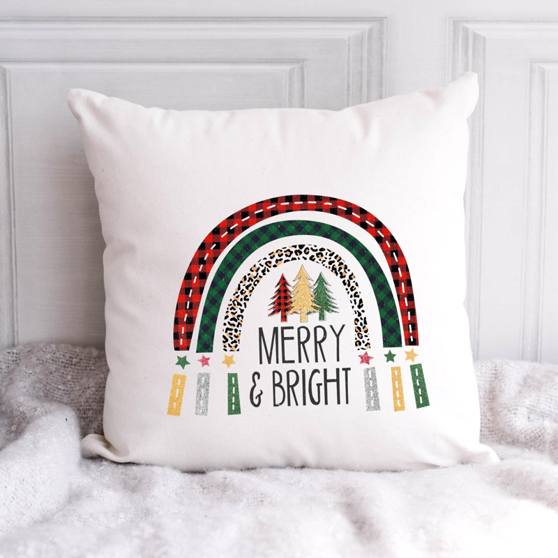 Christmas Rainbow2 Reversible Throw Pillow, 18" x 18"