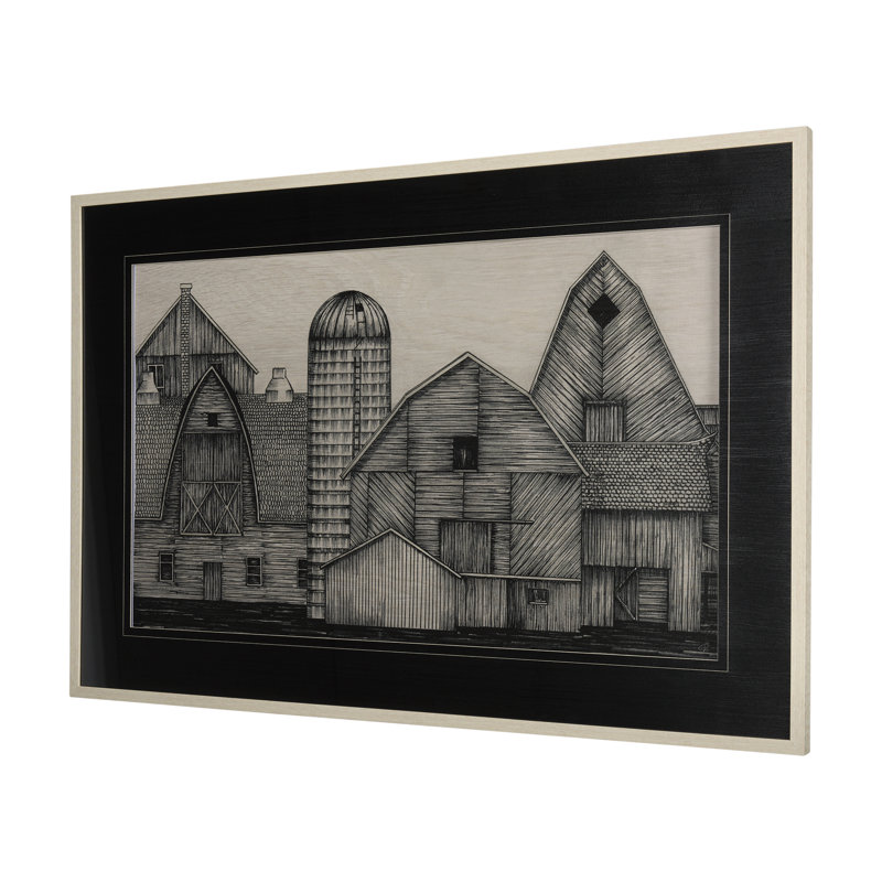 Barn Buildings II by CV a Hand Embelished Textured Framed Art Print Matted under Glass
