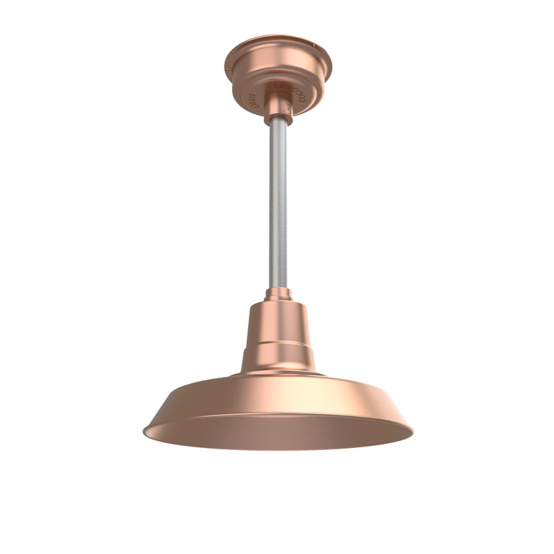 Luminaire suspendu en forme de dôme à 1 lumière DEL Haleigh, Cuivre uni / argent galvanisé, H 48 po x l 14 po x P 14 po