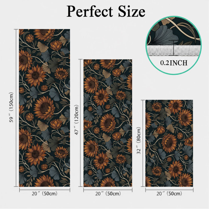 Tapis de cuisine tournesol antidérapant lavable