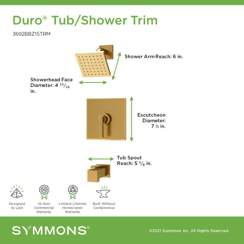 Duro HydroMersion Single Handle Tub and Shower Faucet Trim Kit, Bronze