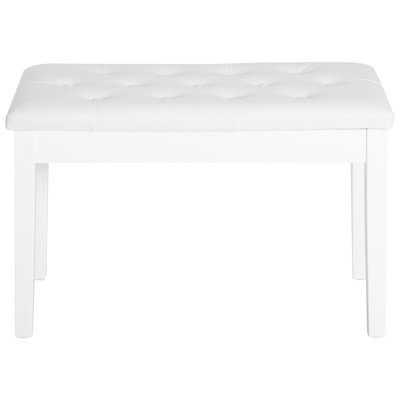 Duo banc de piano en blanc, avec similicuir confortable et fabrication en bois massif pour une utilisation robuste