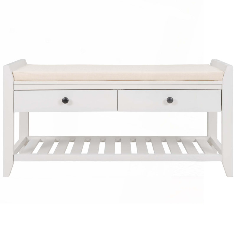 Wood Storage Bench, White