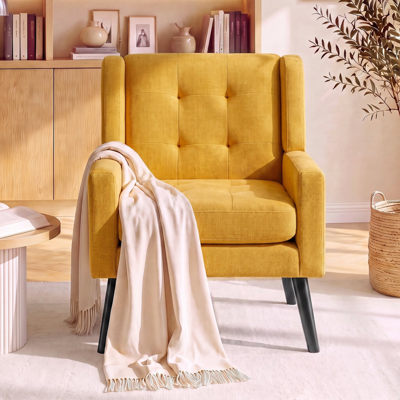 Fauteuil d'appoint Bolanle, Lin jaune