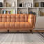 Canapé à accoudoirs carrés en cuir véritable 82,5 po Trumbauer