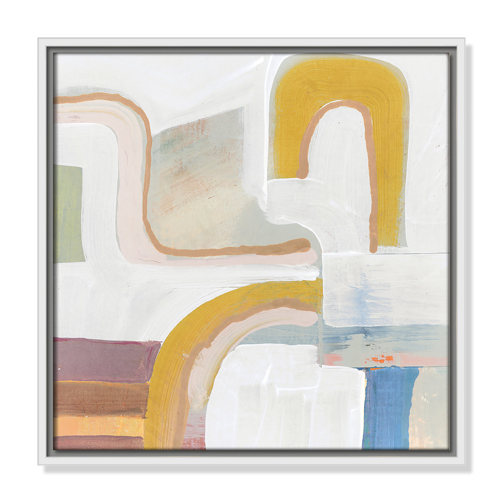 Together Again I by Cartissi - Floater Frame Painting Print on Canvas, 17.5" H x 17.5" W, White