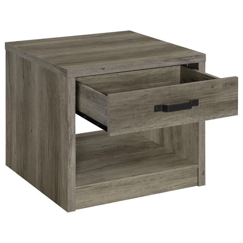 Table de bout carrée haute 22,25 po en bois flotté gris Zuria