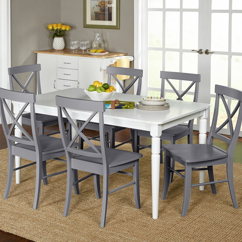 Ensemble de salle à manger avec table rectangulaire Bellmead, Gris, 7 (1 table + 6 chaises)