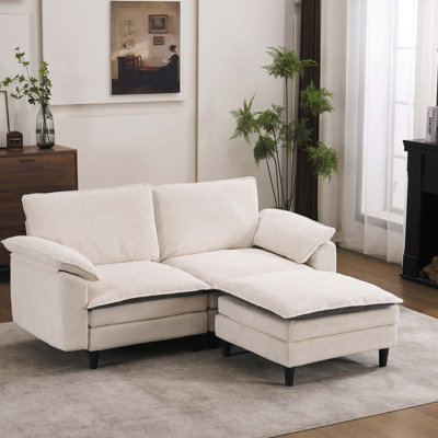 Canapé modulaire Cloud avec revêtement en chenille et repose-pieds