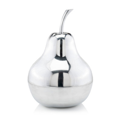 11" Silver Buffed Aluminum Decorative Pear Tabletop Sculpture