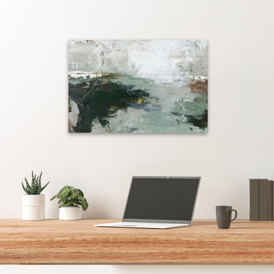 Porte verte - art abstrait noir et blanc gris