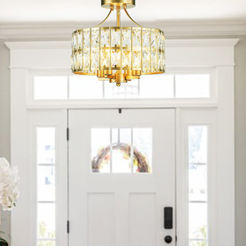 Lustre près du plafond à 4 lumières Kadedra, Gold