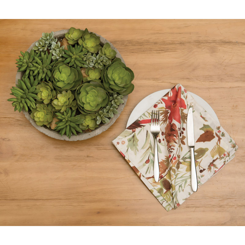 Festive Red and Green Cotton Christmas Napkin Set
