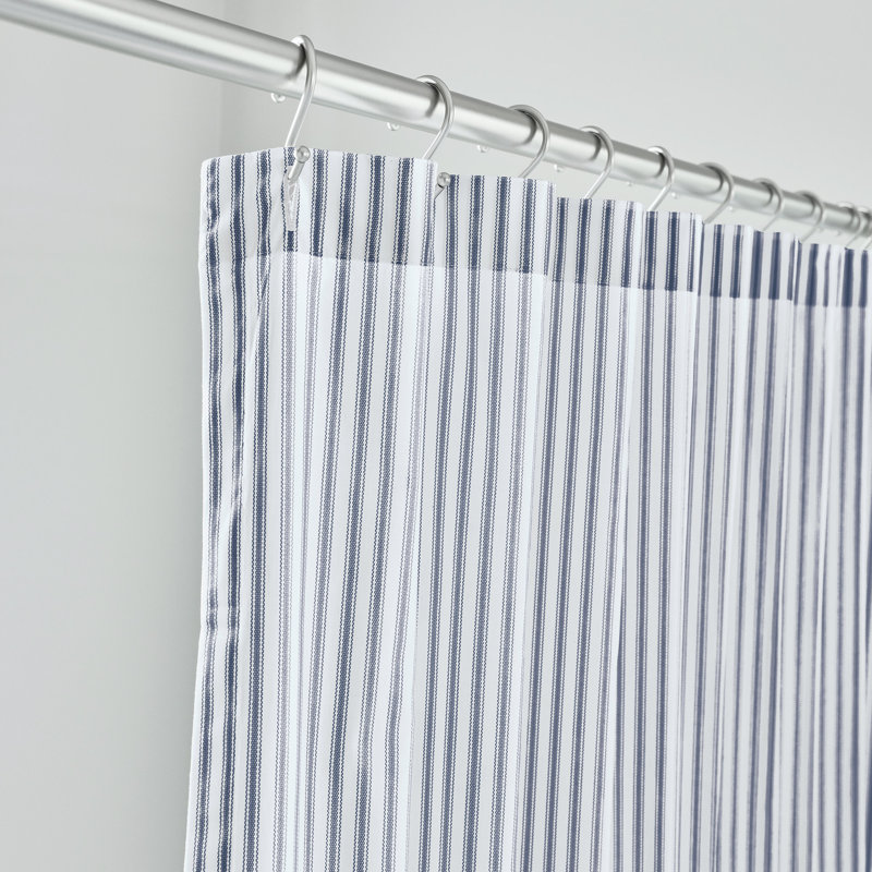 Blass Ticking Striped Shower Curtain, Navy Blue