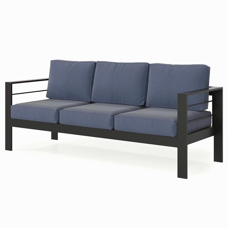 Canapé d'extérieur en aluminium avec 3 sièges, Bleu