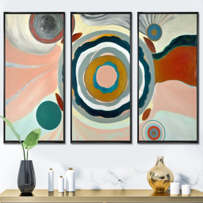 Mystic Terra Rosa Wisdom VI - 3 pièces sur toile, Toile encadrée noire, H 32 po x l 48 po x P 1 po