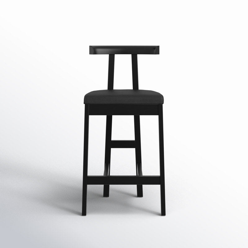 Easah Leather Bar & Counter Stool, Bar Stool (30” Seat Height), Black