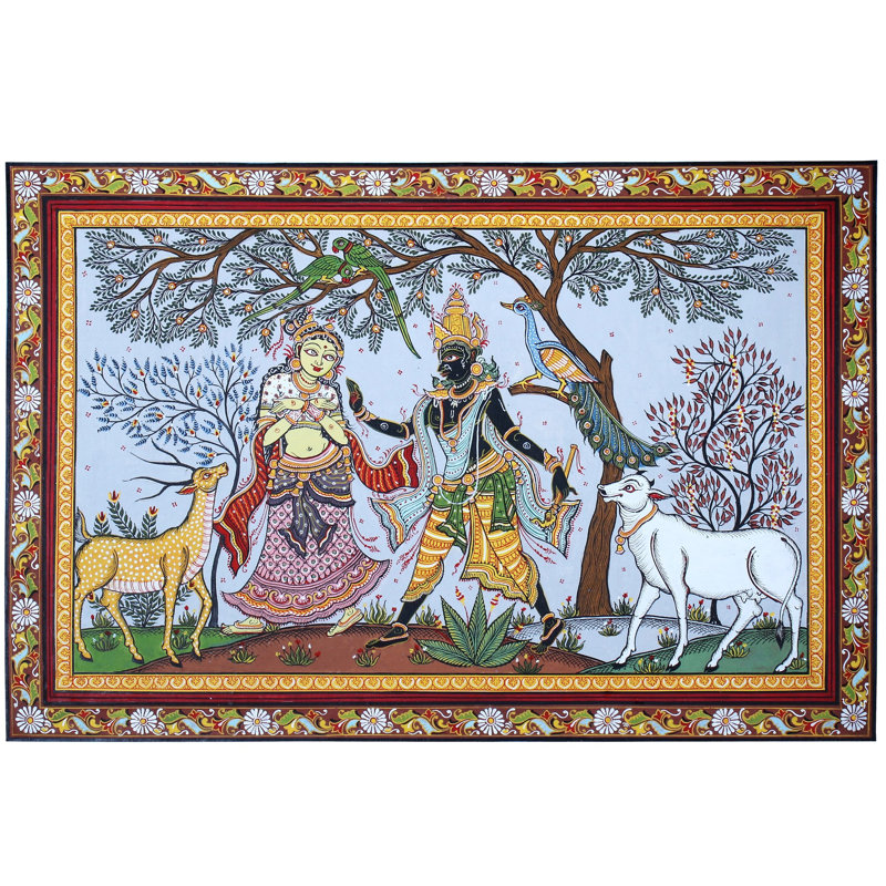 Radha-Krishna dans la nature | Paata, peinture de l'Orissa