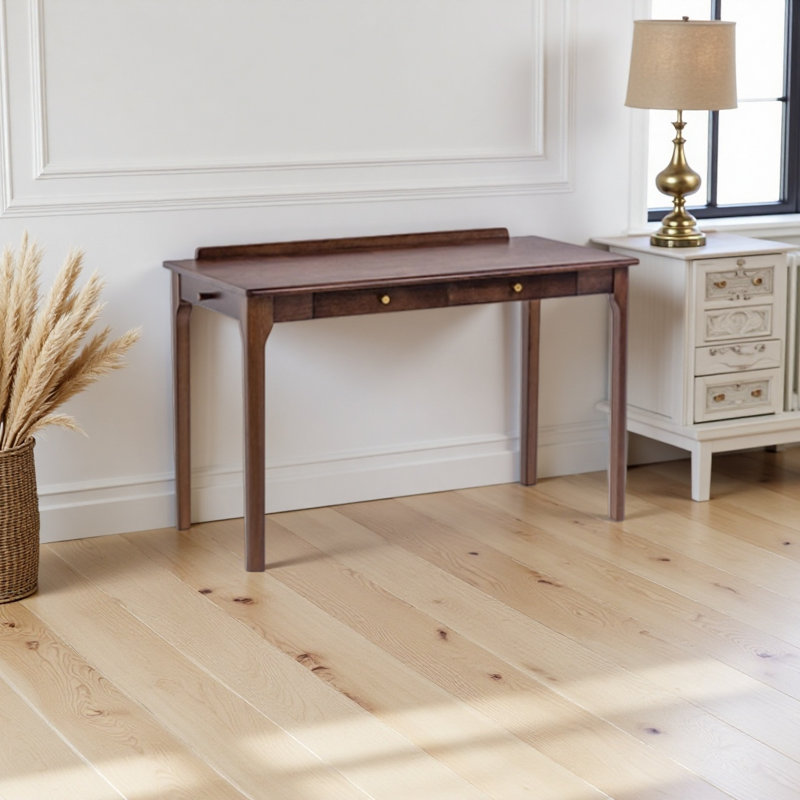 Bureau à double tiroir de couleur noyer massif, H 29,52 po x l 47,24 po x P 22,04 po