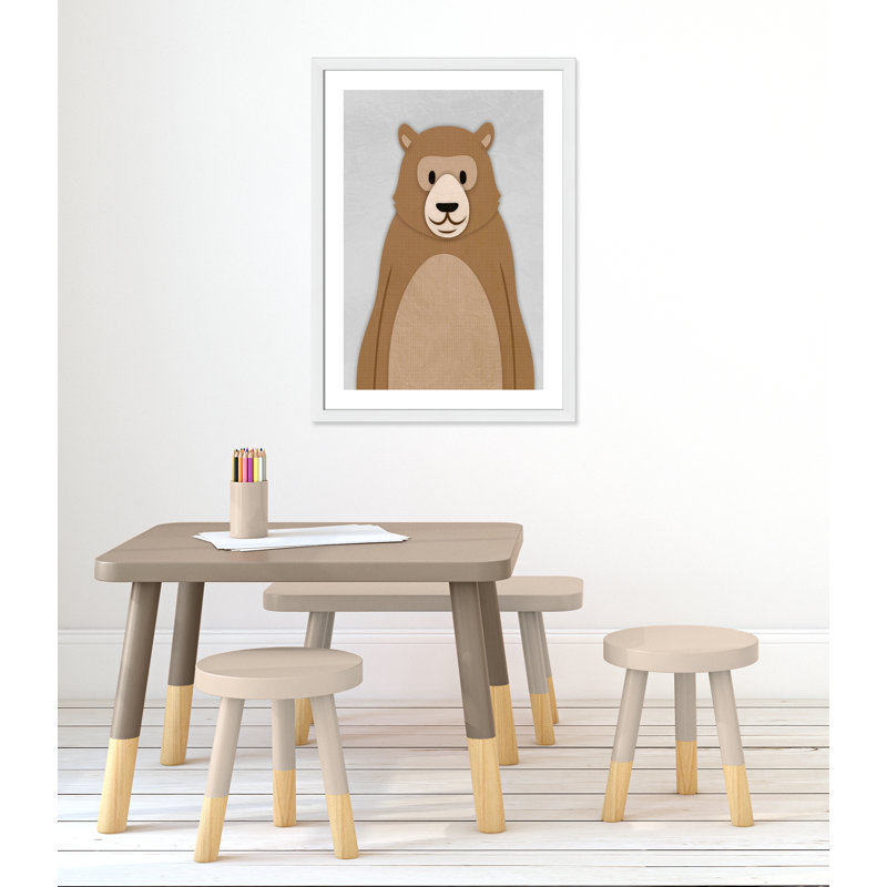 Adhésif décoratif Cheery Bear, H 34,5 po x l 24,5 po x P 0,6 po, Encadré plat blanc