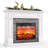 Abiud 44" Electric Fireplace w/ Mantel, Dancing Flame Effect & Stacked Stone Surround, Remote Control Timer-742423292